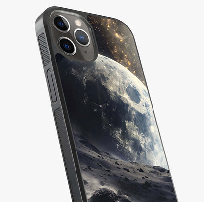 Lunar Horizon Glow Glass Case captured at a warm angle highlighting gloss, texture and premium glass finish.