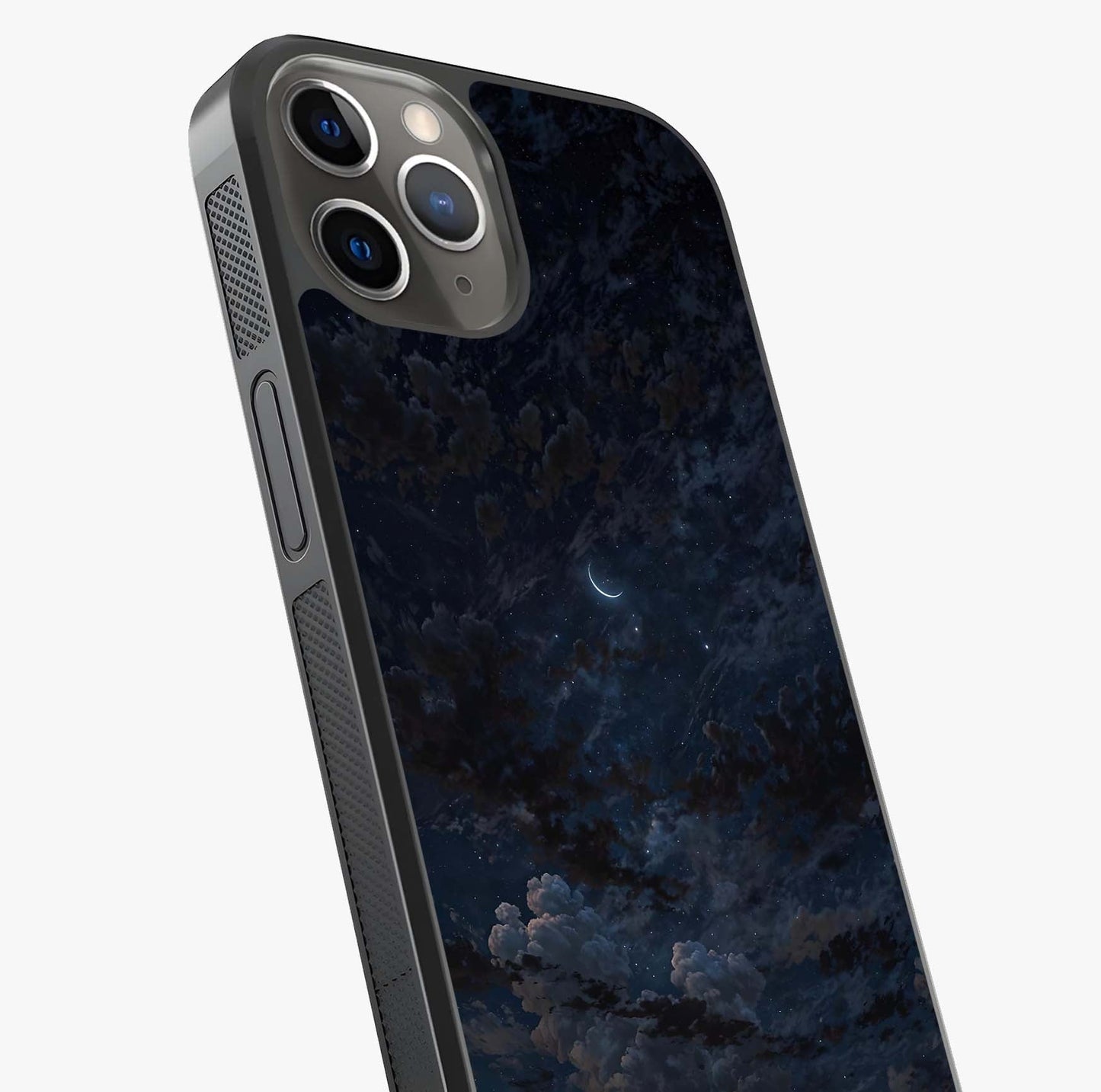 Lunar Veil Silence Glass Case captured at a warm angle highlighting gloss, texture and premium glass finish.