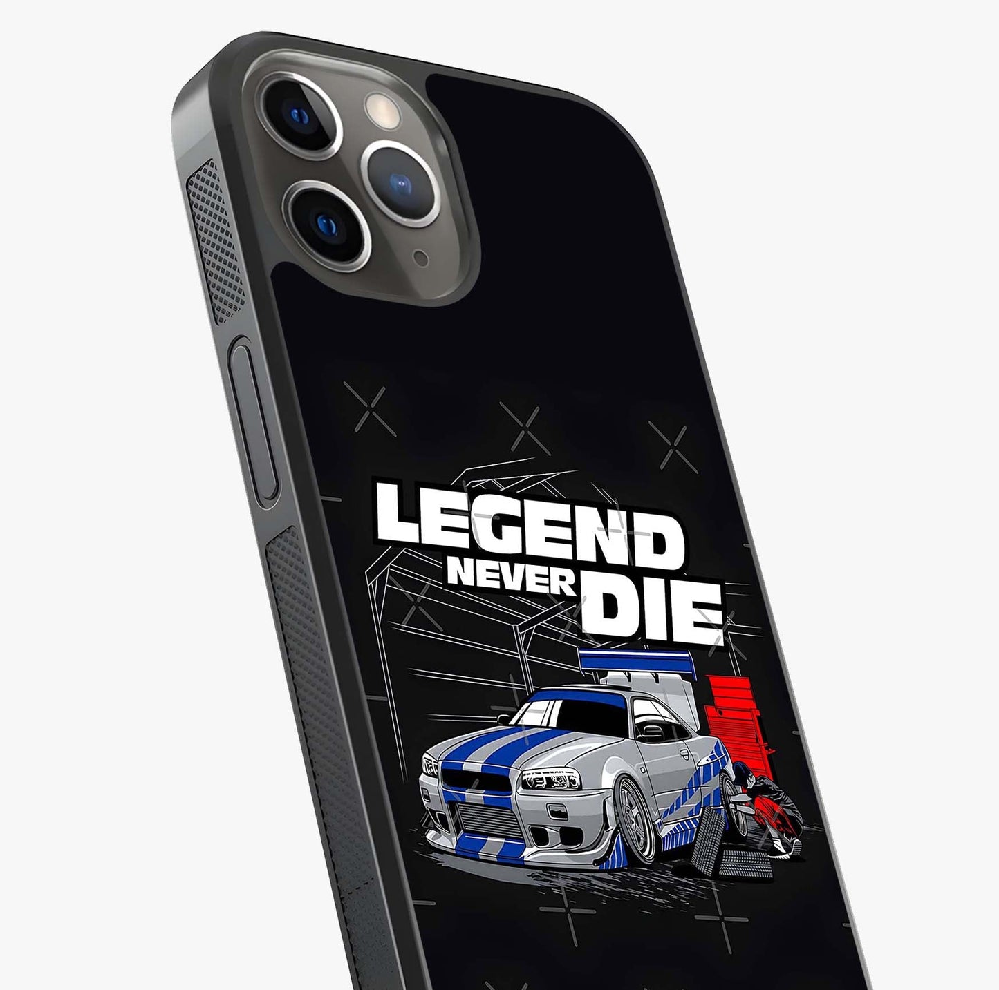 Midnight Racing Legacy Glass Case captured at a warm angle highlighting gloss, texture and premium glass finish.