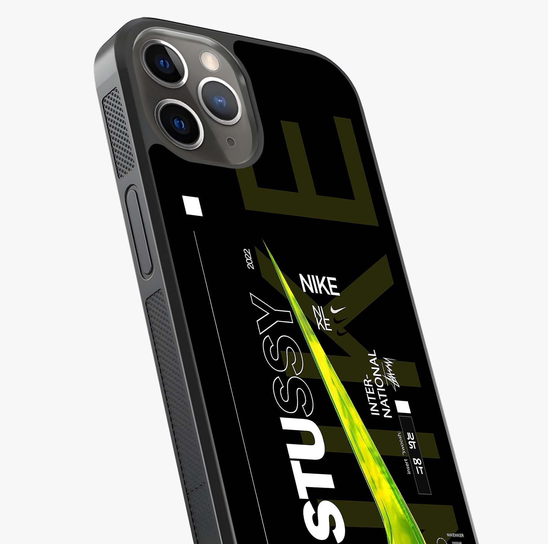 Neon Street Edition Glass Case captured at a warm angle highlighting gloss, texture and premium glass finish.
