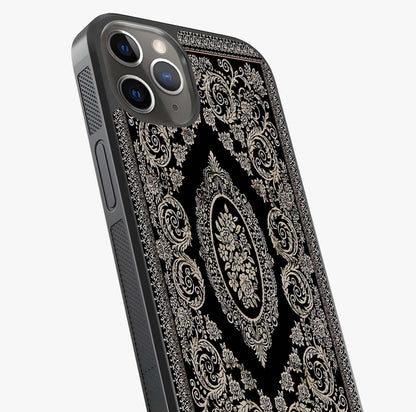 Noir Bloom Elegance Glass Case captured at a warm angle highlighting gloss, texture and premium glass finish.