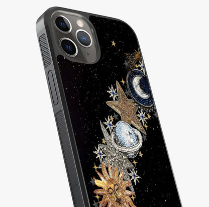Pearls Universe Object Glass Case captured at a warm angle highlighting gloss, texture and premium glass finish.