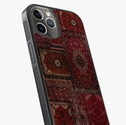 Persian Velvet Tale Glass Case captured at a warm angle highlighting gloss, texture and premium glass finish.