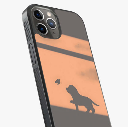 Puppy Shadow Art Glass Case captured at a warm angle highlighting gloss, texture and premium glass finish.