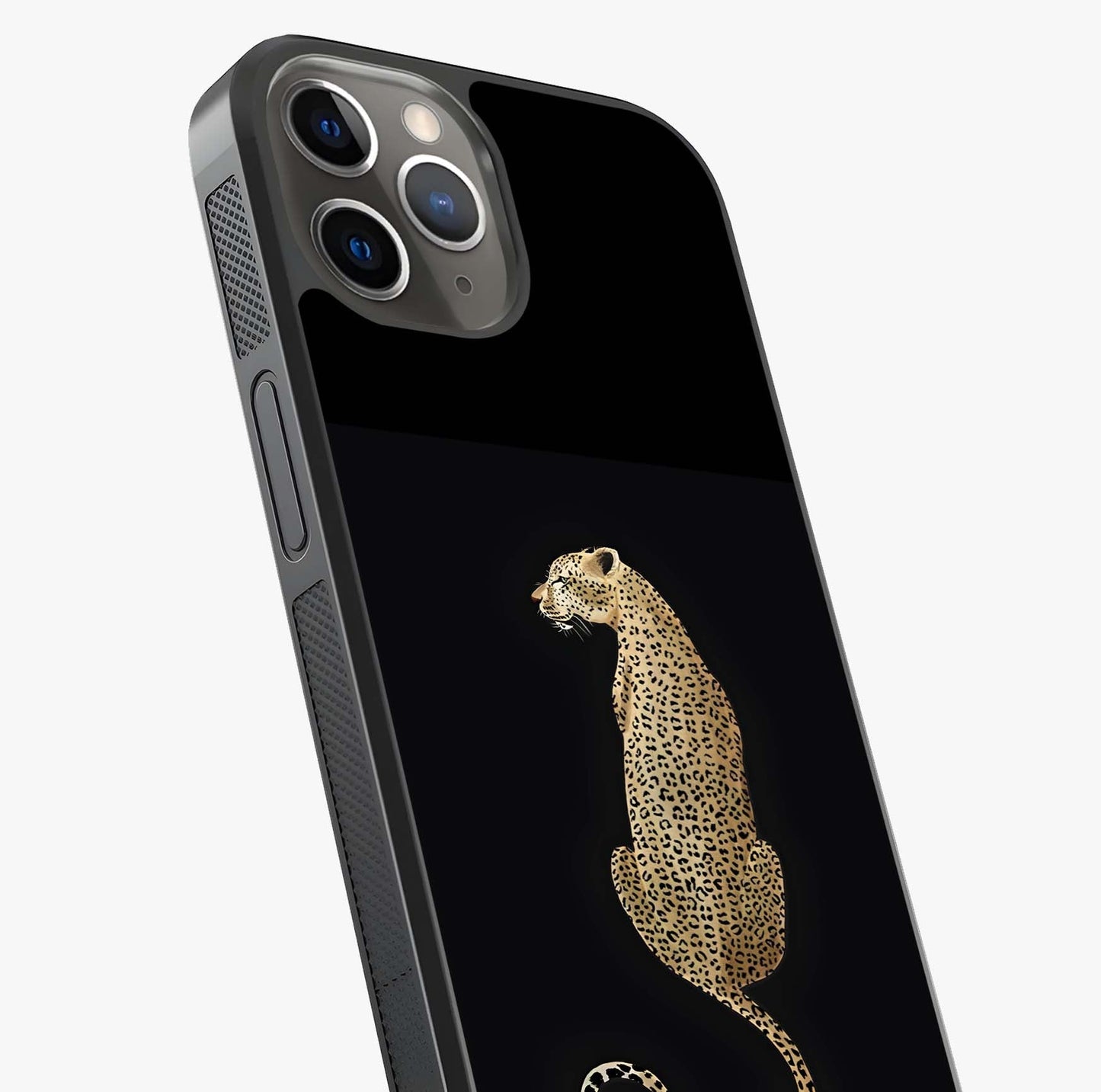 Regal Leopard Glass Case captured at a warm angle highlighting gloss, texture and premium glass finish.