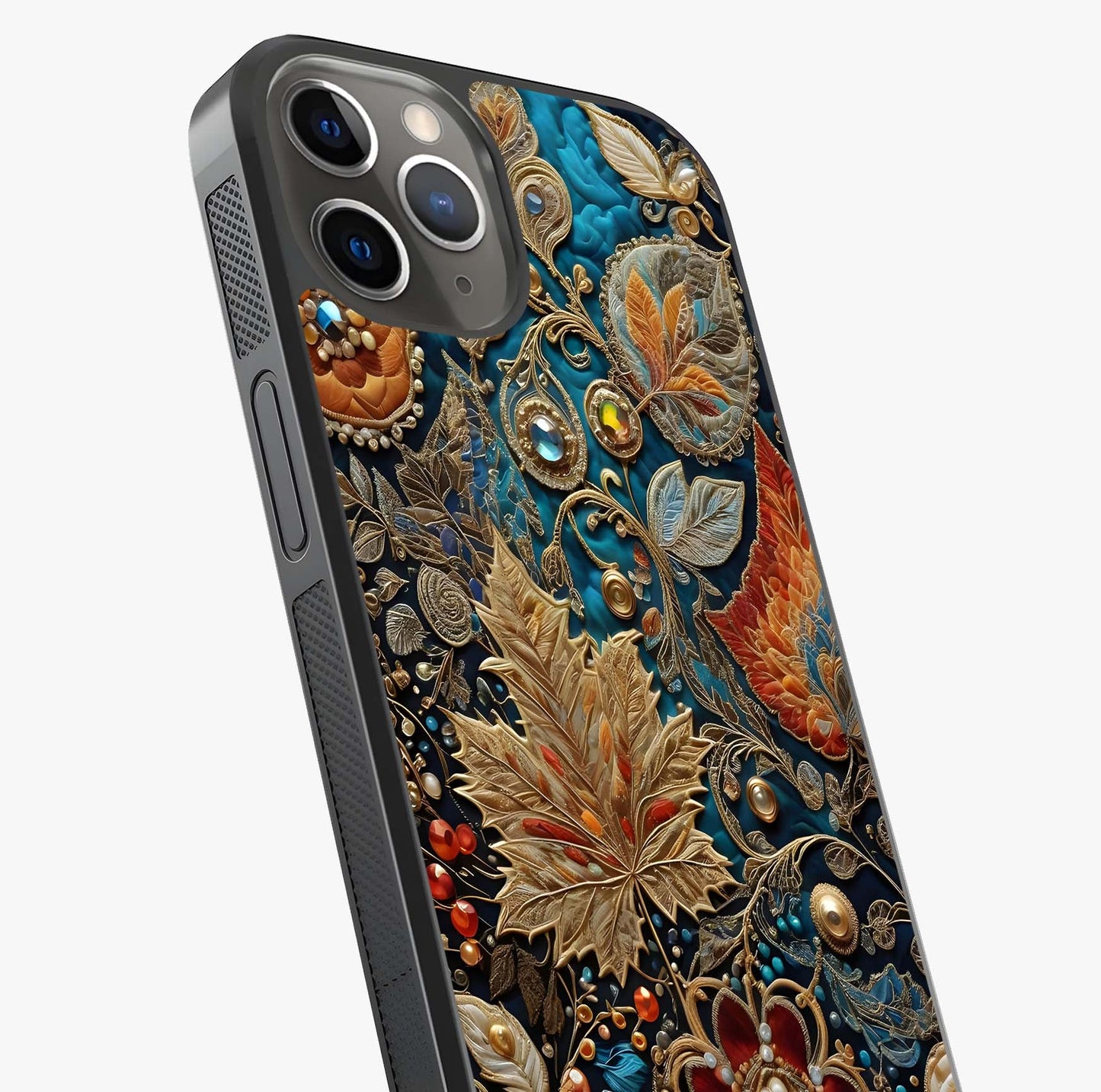 Royal Jewel Garden Glass Case captured at a warm angle highlighting gloss, texture and premium glass finish.
