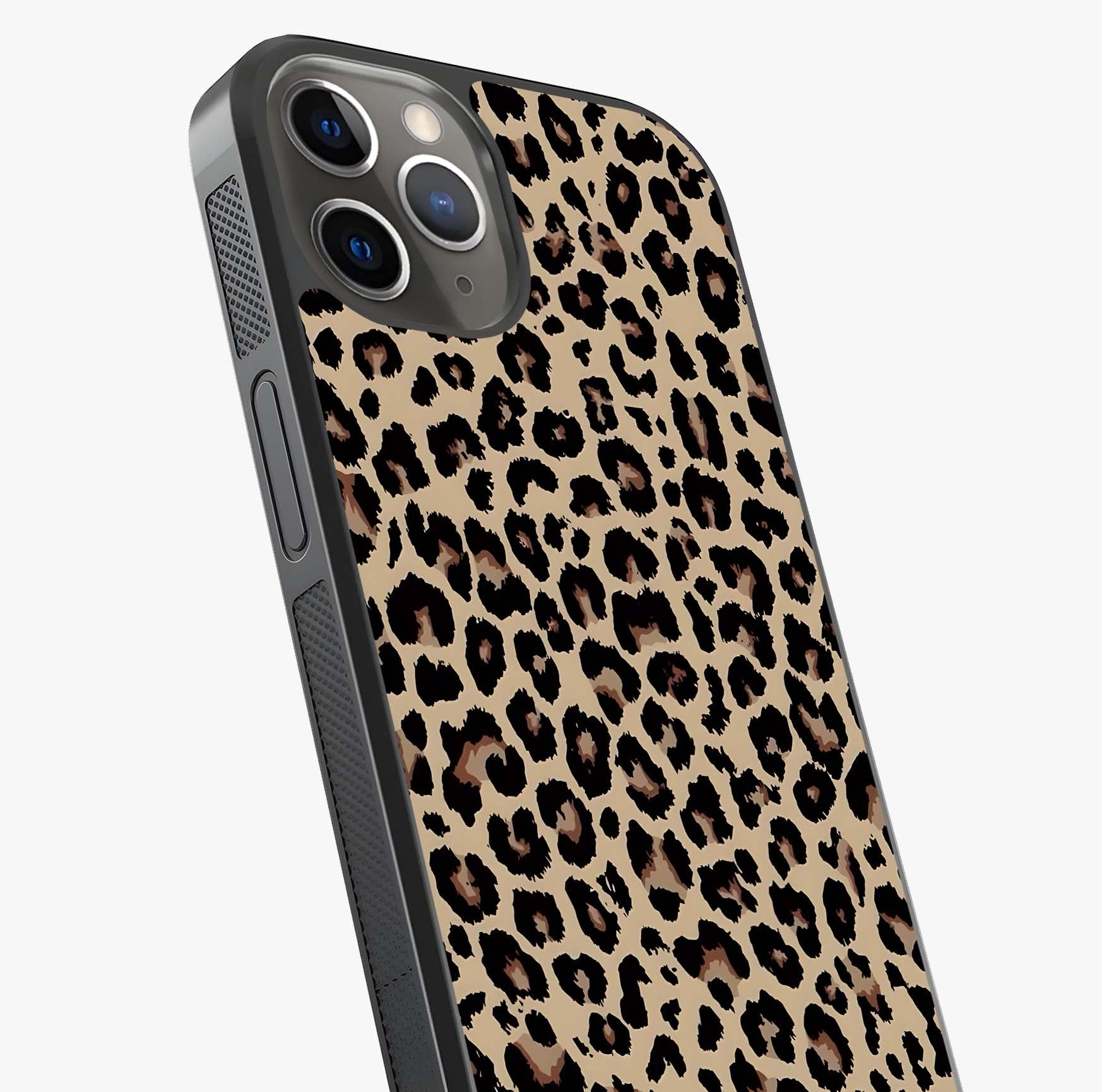 Savage Chic Pattern Glass Case captured at a warm angle highlighting gloss, texture and premium glass finish.