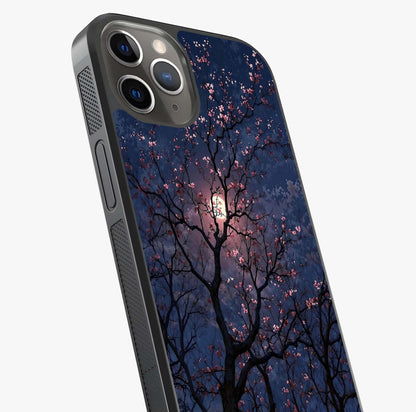 Twilight Sakura Serenade Glass Case captured at a warm angle highlighting gloss, texture and premium glass finish.