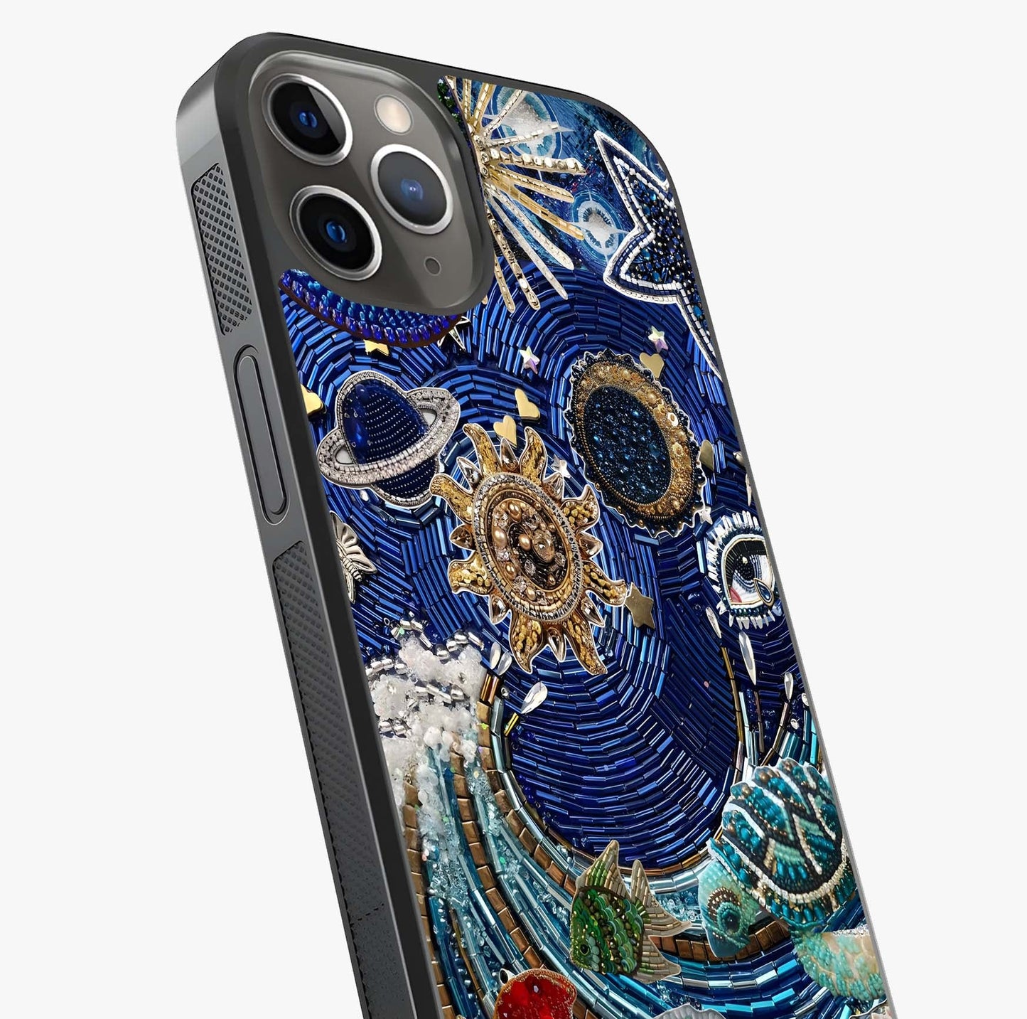 Universe Underwater Spark Glass Case captured at a warm angle highlighting gloss, texture and premium glass finish.