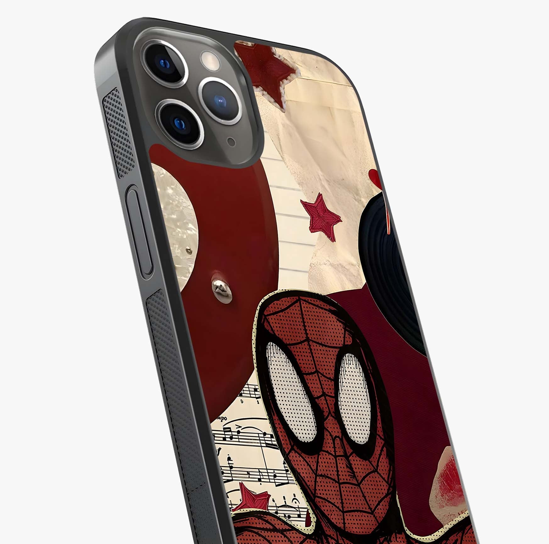 Web Warrior Vibes Glass Case captured at a warm angle highlighting gloss, texture and premium glass finish.
