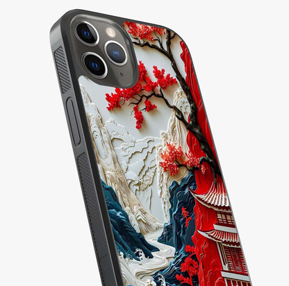 Whispers Of Sakura Waves Glass Case captured at a warm angle highlighting gloss, texture and premium glass finish.