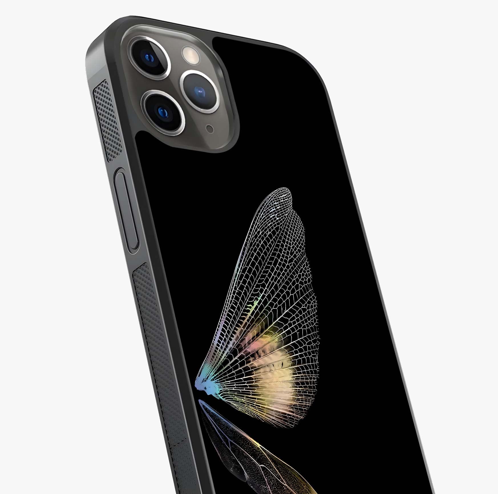 Whispers Of Wings Glass Case captured at a warm angle highlighting gloss, texture and premium glass finish.