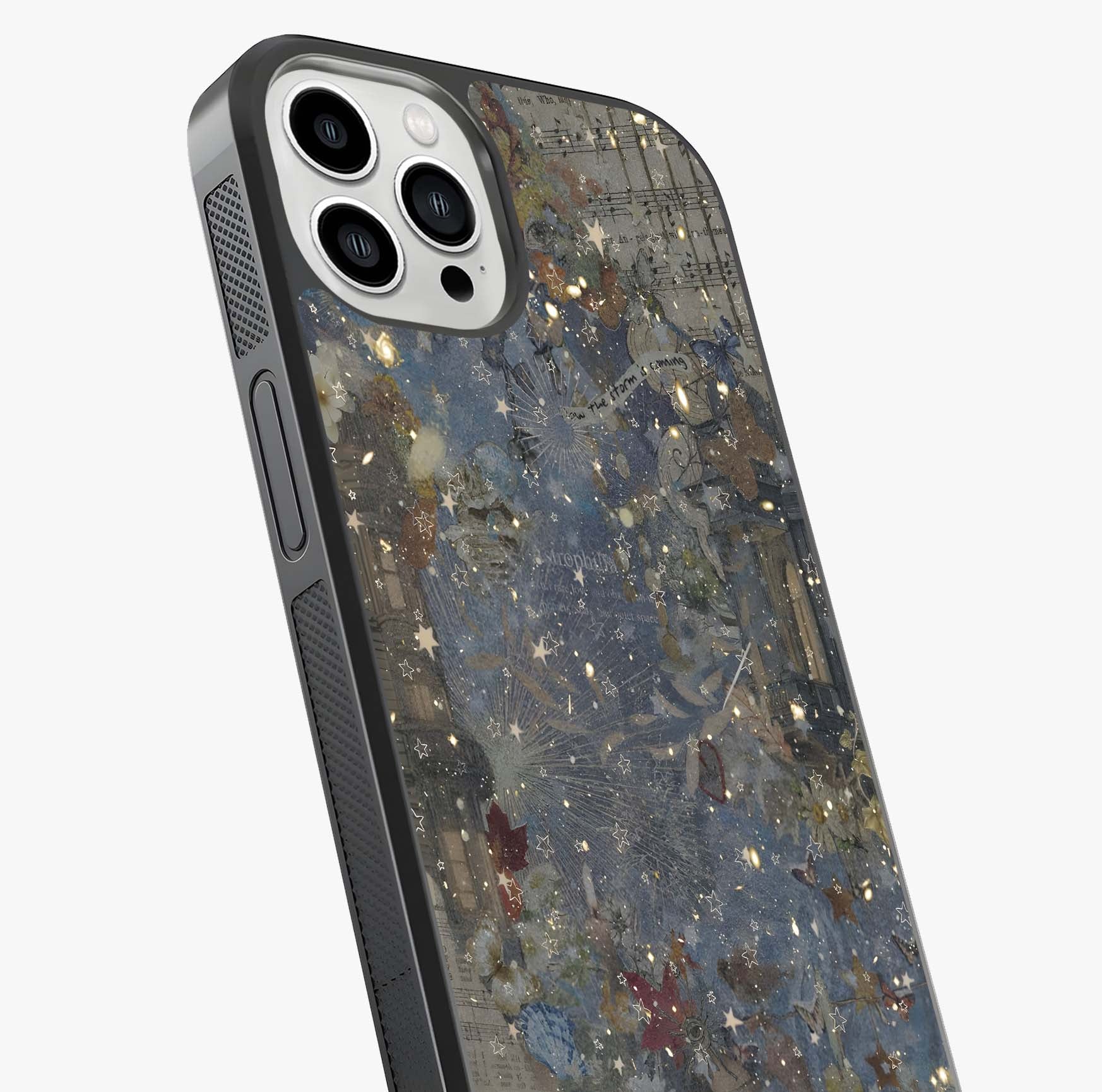 Aesthetic Astrolophia Glass Case captured at a warm angle highlighting gloss, texture and premium glass finish.