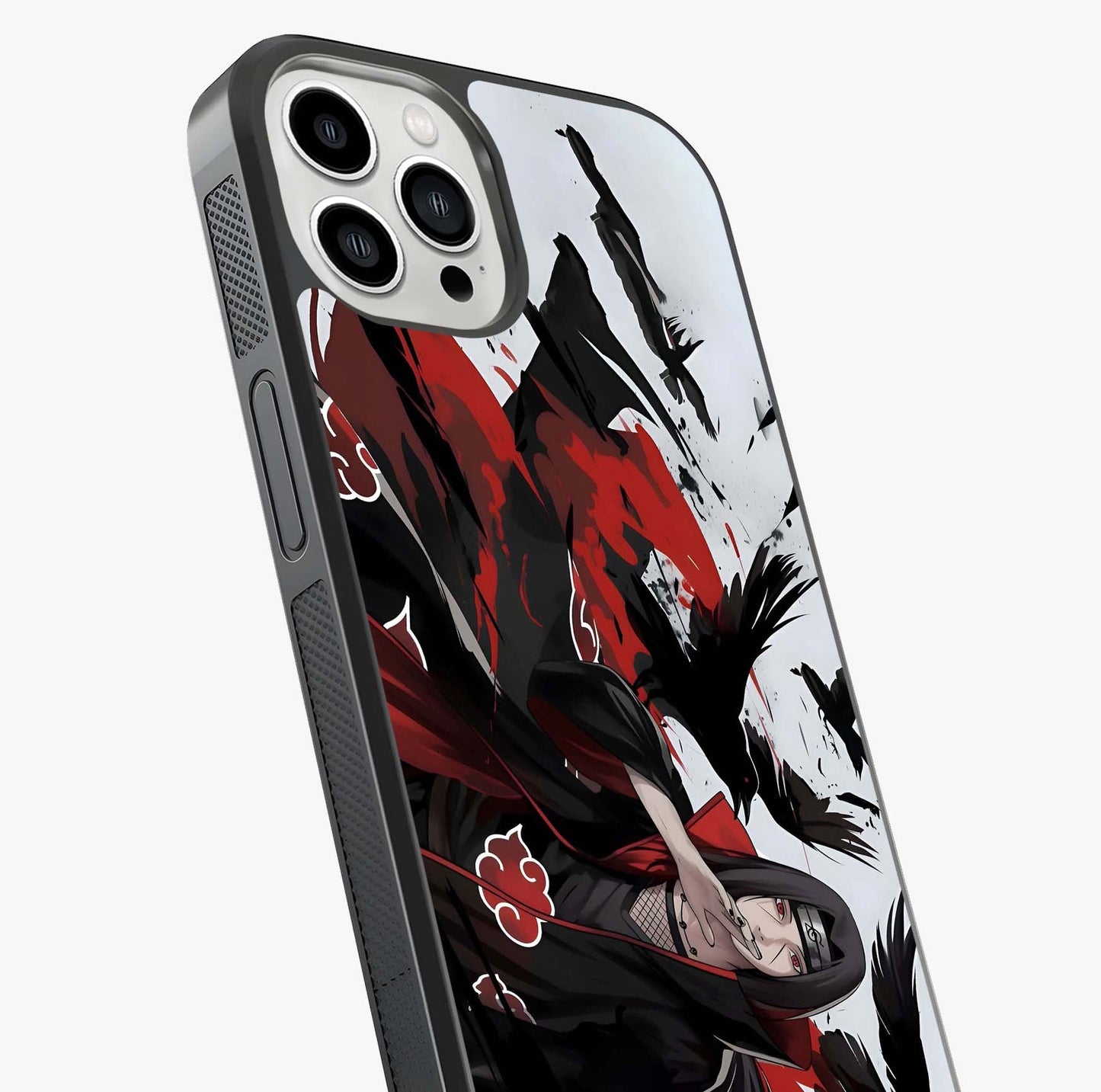 Crimson Crow Illusion Glass Case captured at a warm angle highlighting gloss, texture and premium glass finish.