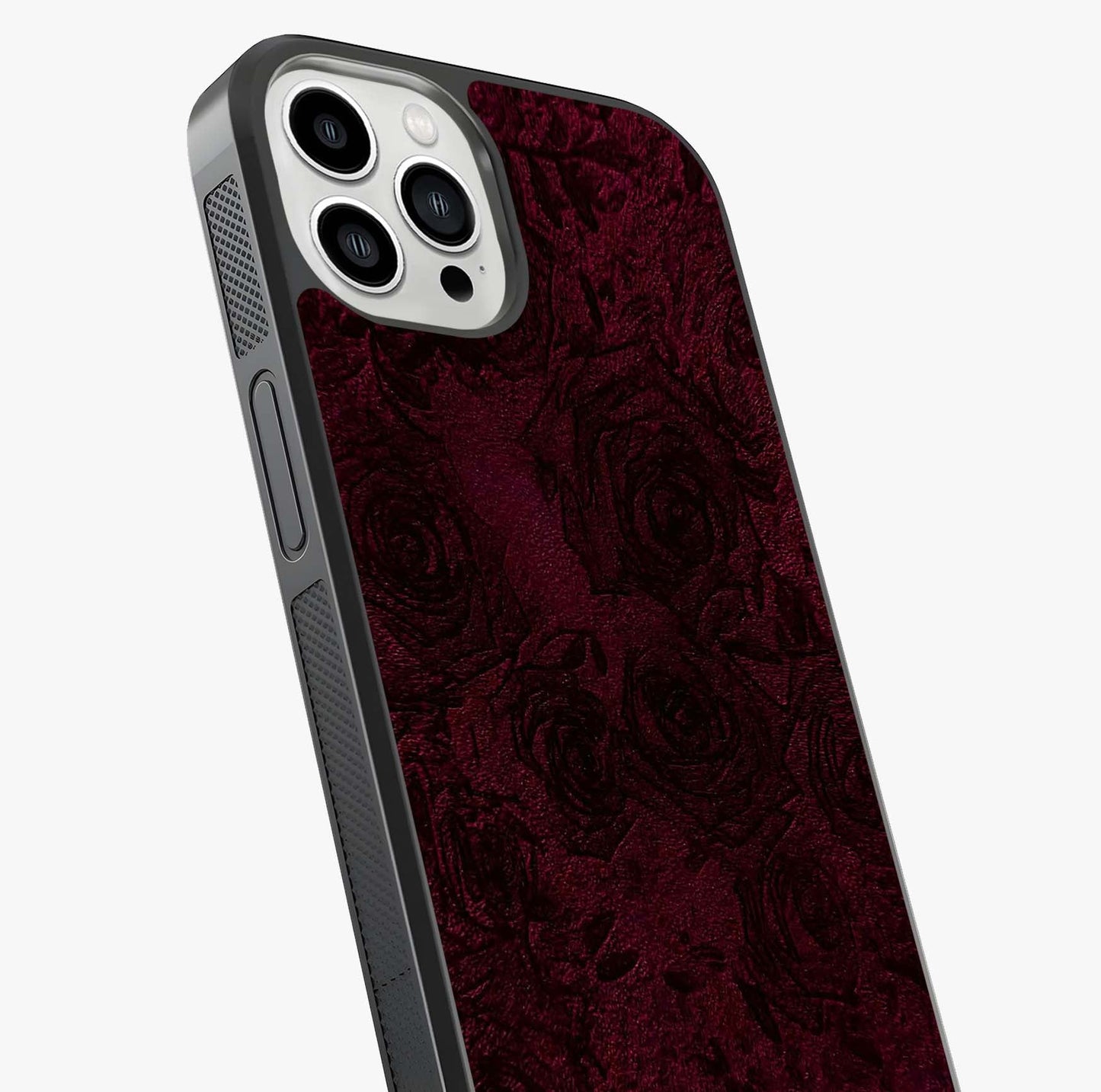Crimson Fade Flow Glass Case captured at a warm angle highlighting gloss, texture and premium glass finish.