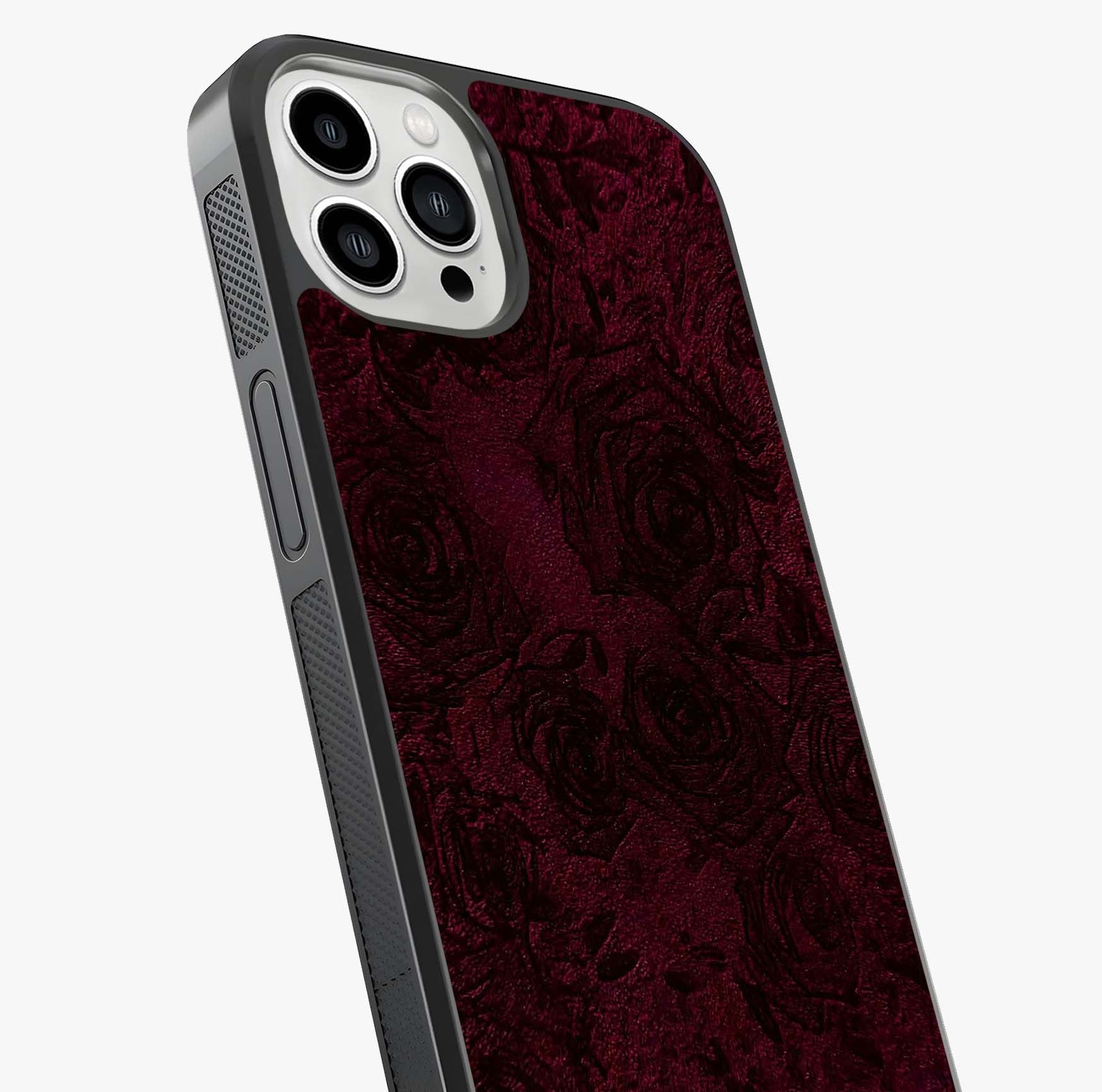 Crimson Fade Flow Glass Case captured at a warm angle highlighting gloss, texture and premium glass finish.