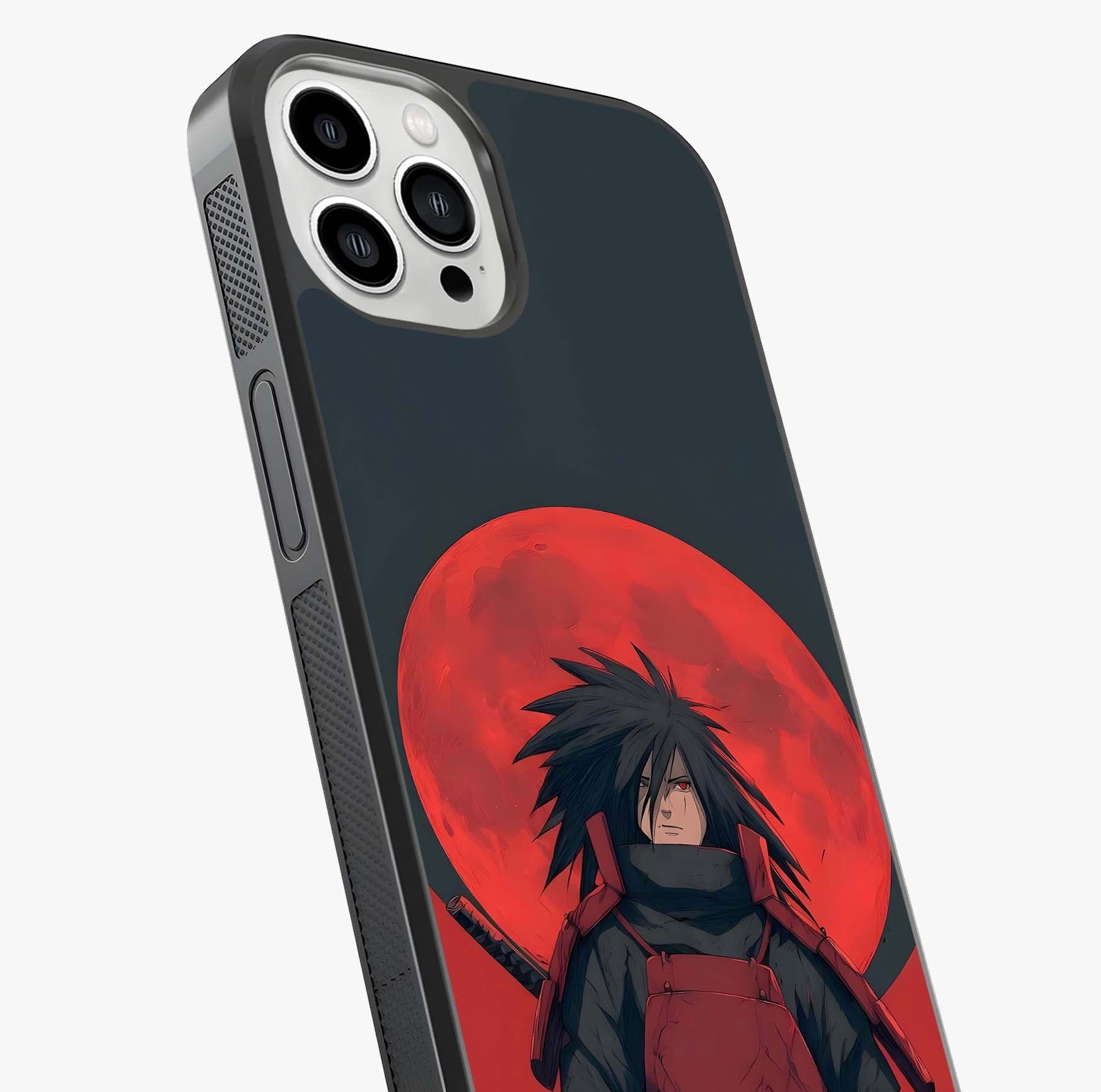Crimson Moon Warlord Glass Case captured at a warm angle highlighting gloss, texture and premium glass finish.