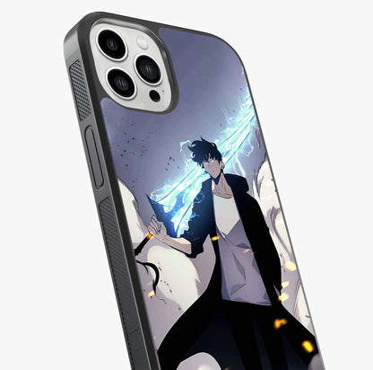 Dark Lightning Anime Warrior Glass Case captured at a warm angle highlighting gloss, texture and premium glass finish.