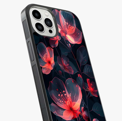 Dark Shade Of Flower Glass Case captured at a warm angle highlighting gloss, texture and premium glass finish.
