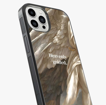 Divine Winged Grace Glass Case captured at a warm angle highlighting gloss, texture and premium glass finish.