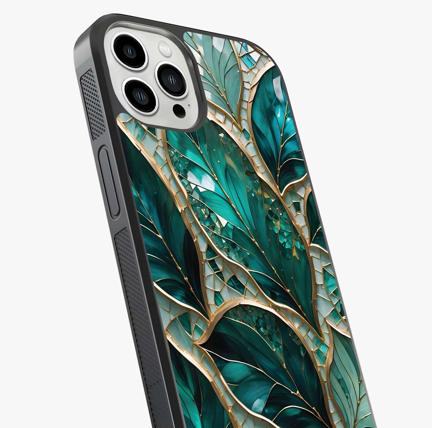 Emerald Leaf Glass Glass Case captured at a warm angle highlighting gloss, texture and premium glass finish.
