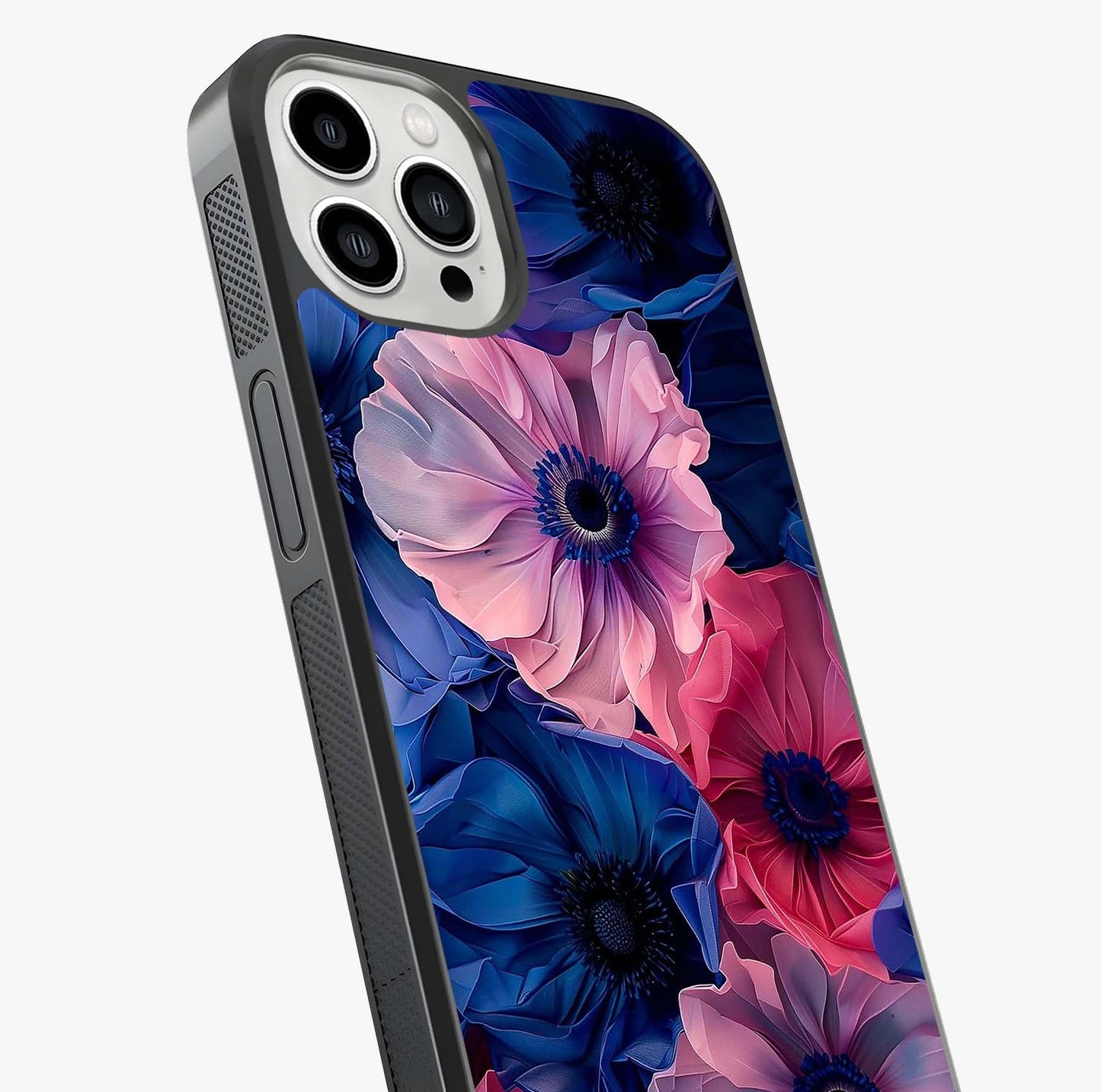 Flower Paper Art Pattern Glass Case captured at a warm angle highlighting gloss, texture and premium glass finish.
