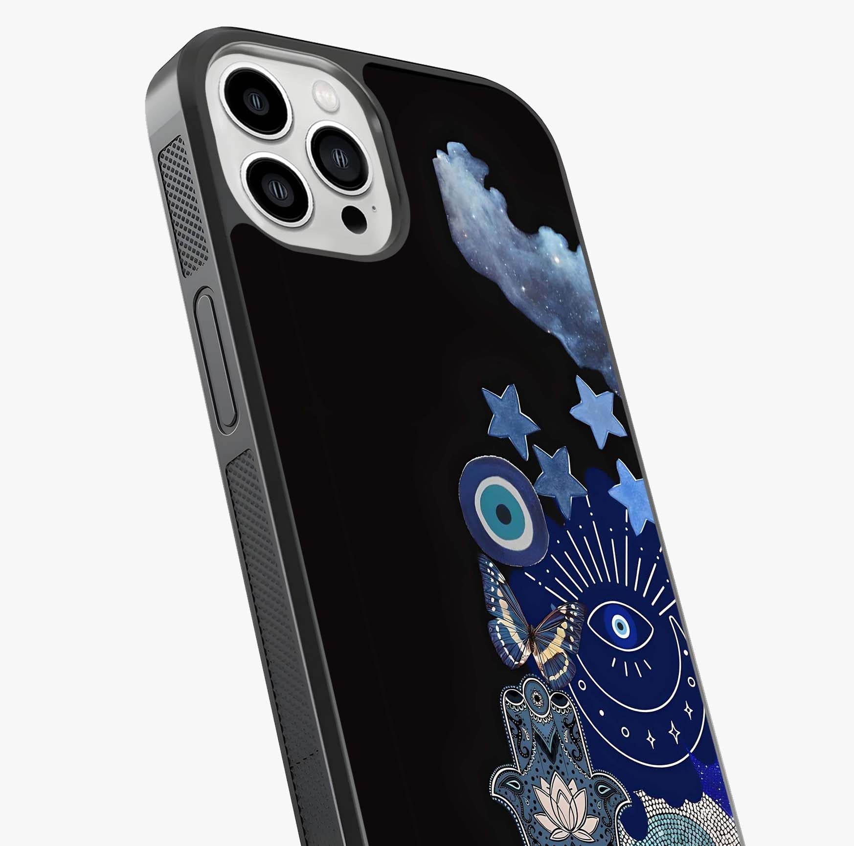 Galactic Charm Cluster Glass Case captured at a warm angle highlighting gloss, texture and premium glass finish.