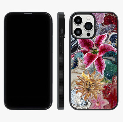 Beaded Garden Fantasy Glass Case displayed upright for full design visibility and premium finish.