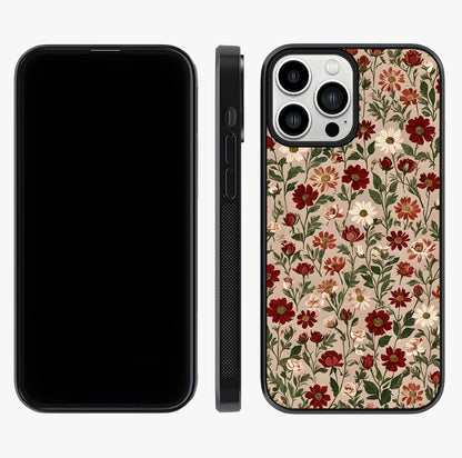 Biege Flower With Leaf Glass Case displayed upright for full design visibility and premium finish.