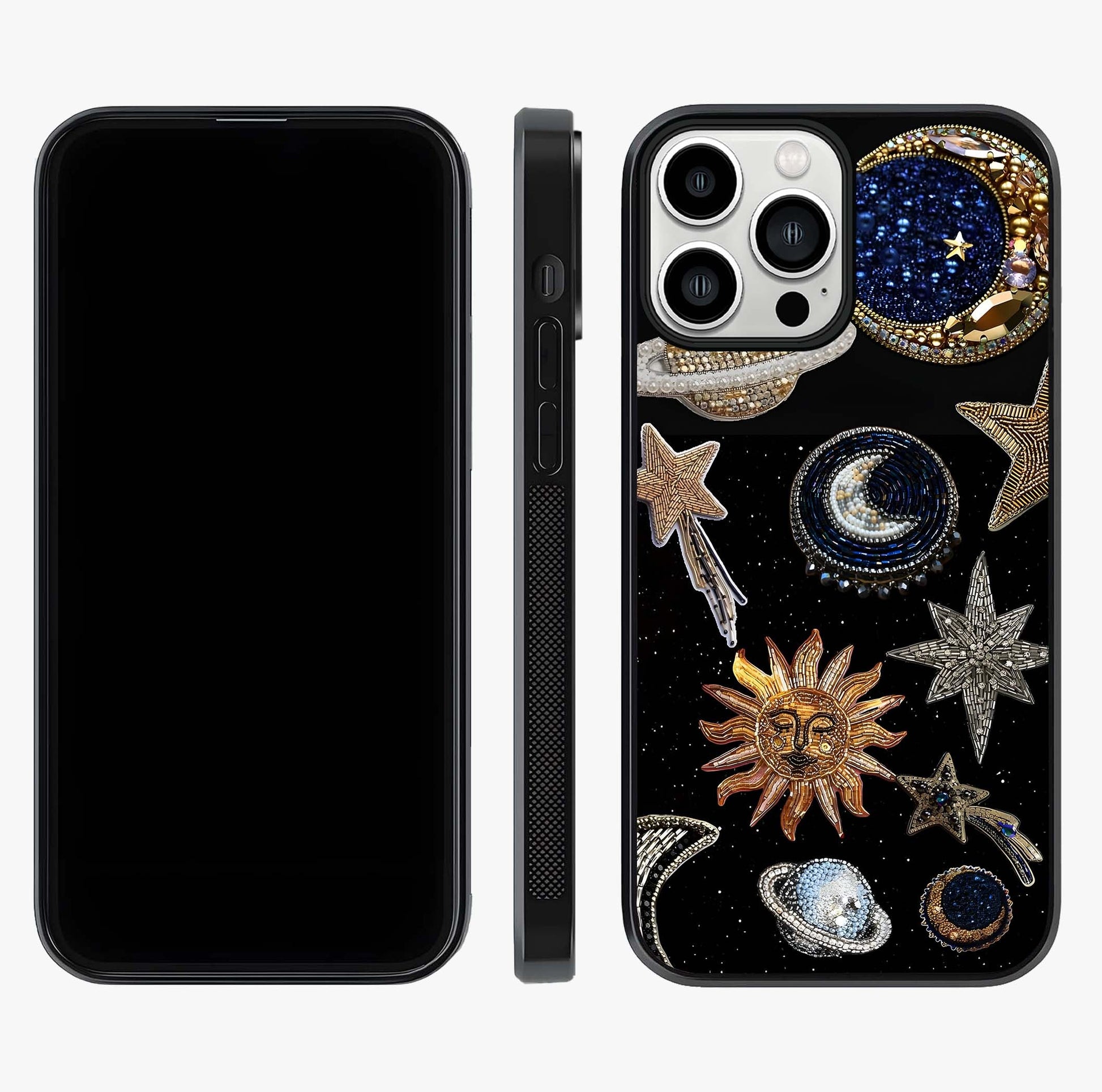 Celestial Gem Constellations Glass Case displayed upright for full design visibility and premium finish.