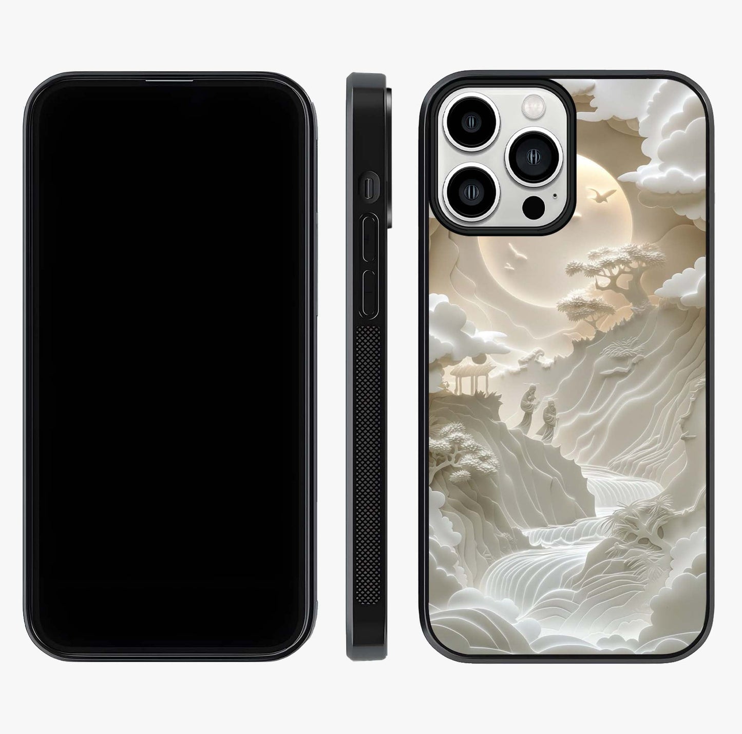 Celestial Origami Glass Case displayed upright for full design visibility and premium finish.