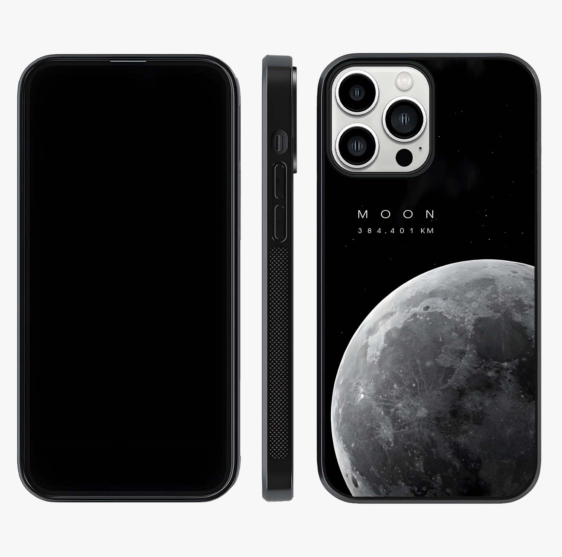 Cosmic Moon Glow Glass Case displayed upright for full design visibility and premium finish.