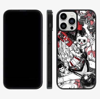 Crimson Chaos Panel Glass Case displayed upright for full design visibility and premium finish.
