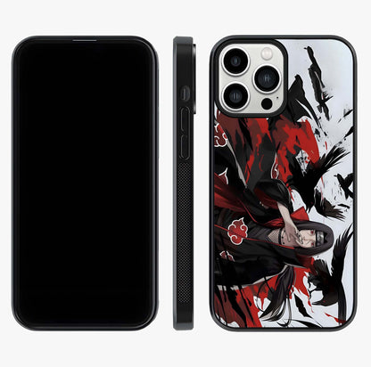 Crimson Crow Illusion Glass Case displayed upright for full design visibility and premium finish.