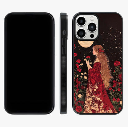 Crimson Dreams Glass Case displayed upright for full design visibility and premium finish.