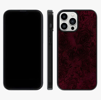 Crimson Fade Flow Glass Case displayed upright for full design visibility and premium finish.