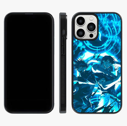 Cursed Energy Clash Glass Case displayed upright for full design visibility and premium finish.