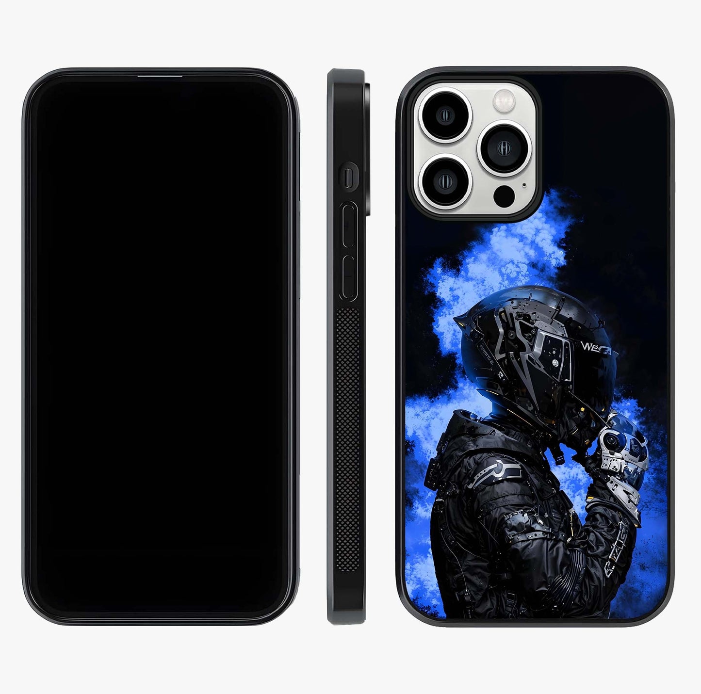 Cyber Sentinel Protocol Glass Case displayed upright for full design visibility and premium finish.