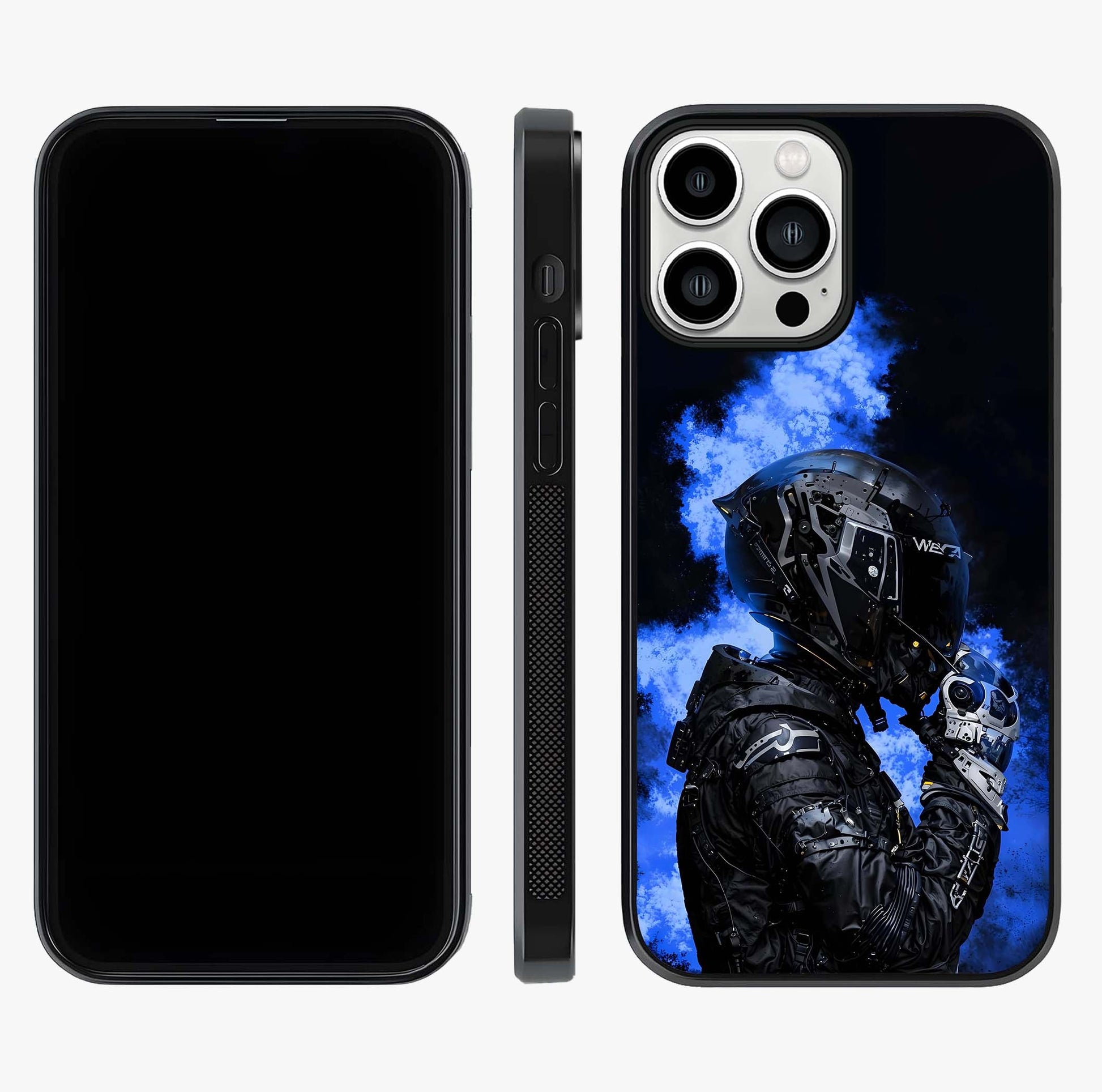 Cyber Sentinel Protocol Glass Case displayed upright for full design visibility and premium finish.