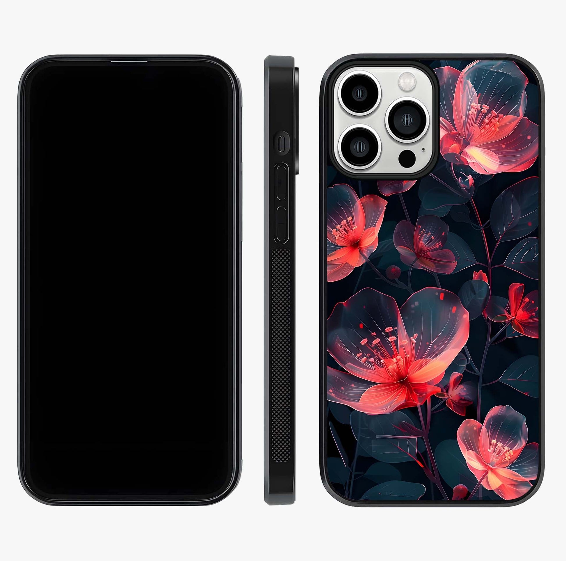 Dark Shade Of Flower Glass Case displayed upright for full design visibility and premium finish.