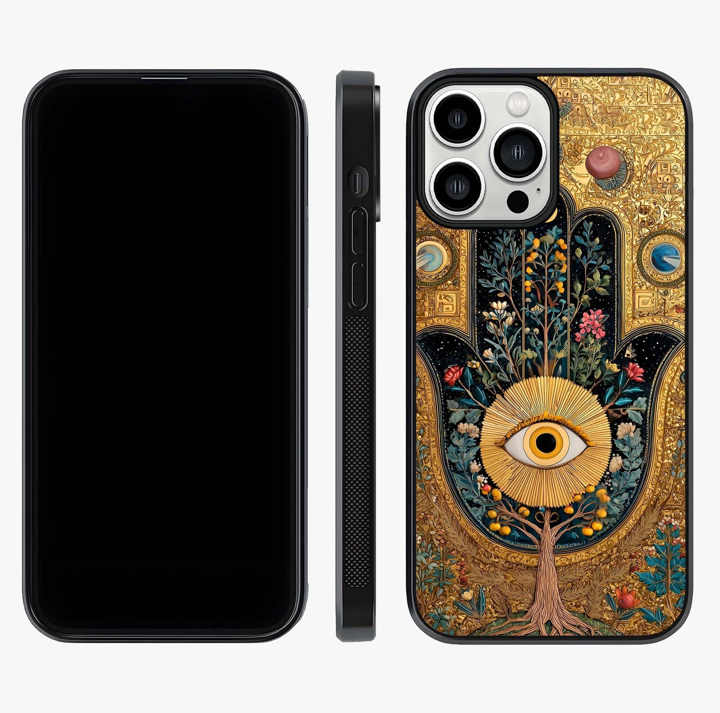 Ethereal Evil Eye Glass Case displayed upright for full design visibility and premium finish.