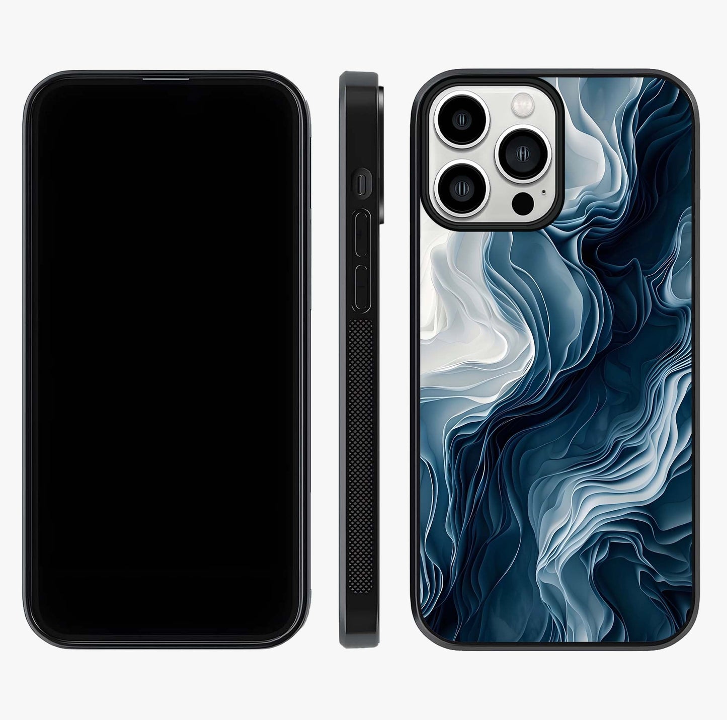 Ethereal Paper Marble Glass Case displayed upright for full design visibility and premium finish.
