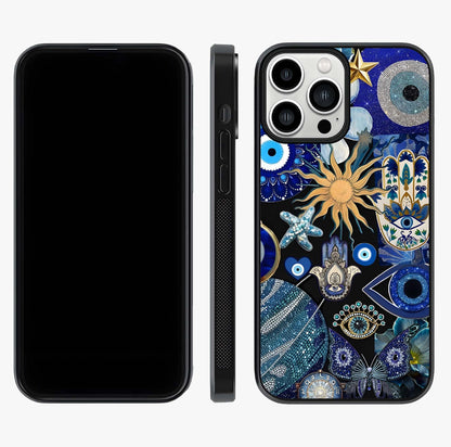 Evil Eye Charm Mix Glass Case displayed upright for full design visibility and premium finish.