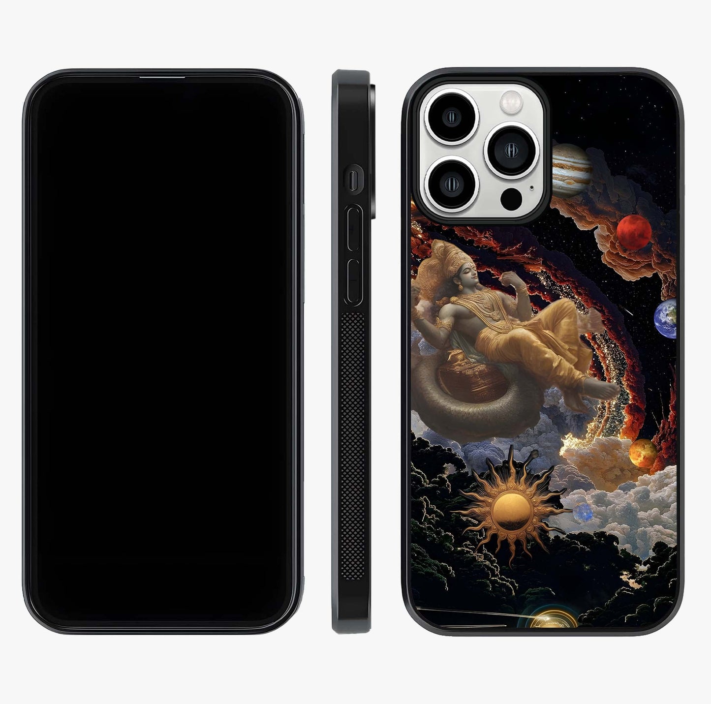 Galactic Divine God Glass Case displayed upright for full design visibility and premium finish.