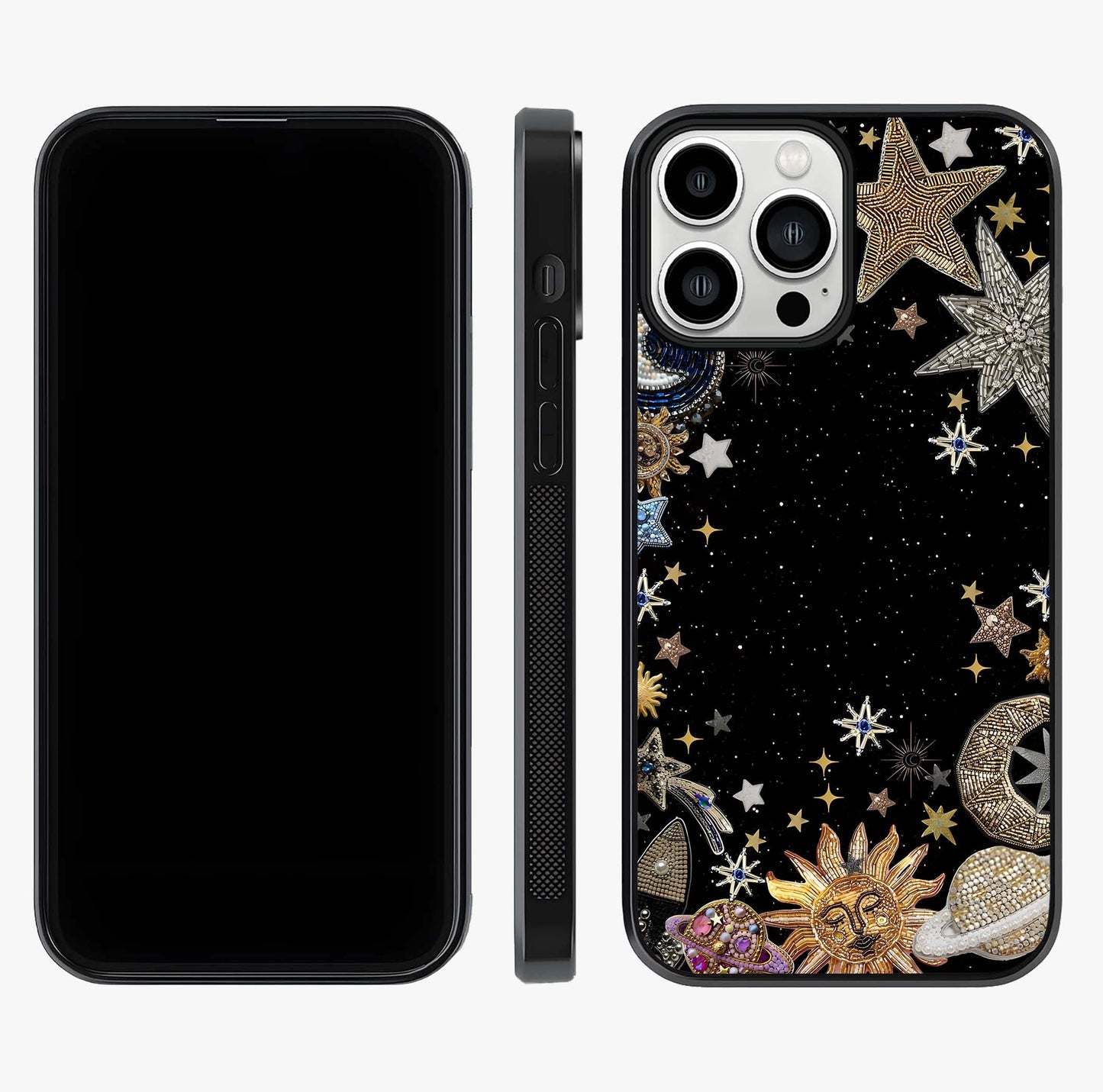 Galactic Jewel Stars Glass Case displayed upright for full design visibility and premium finish.