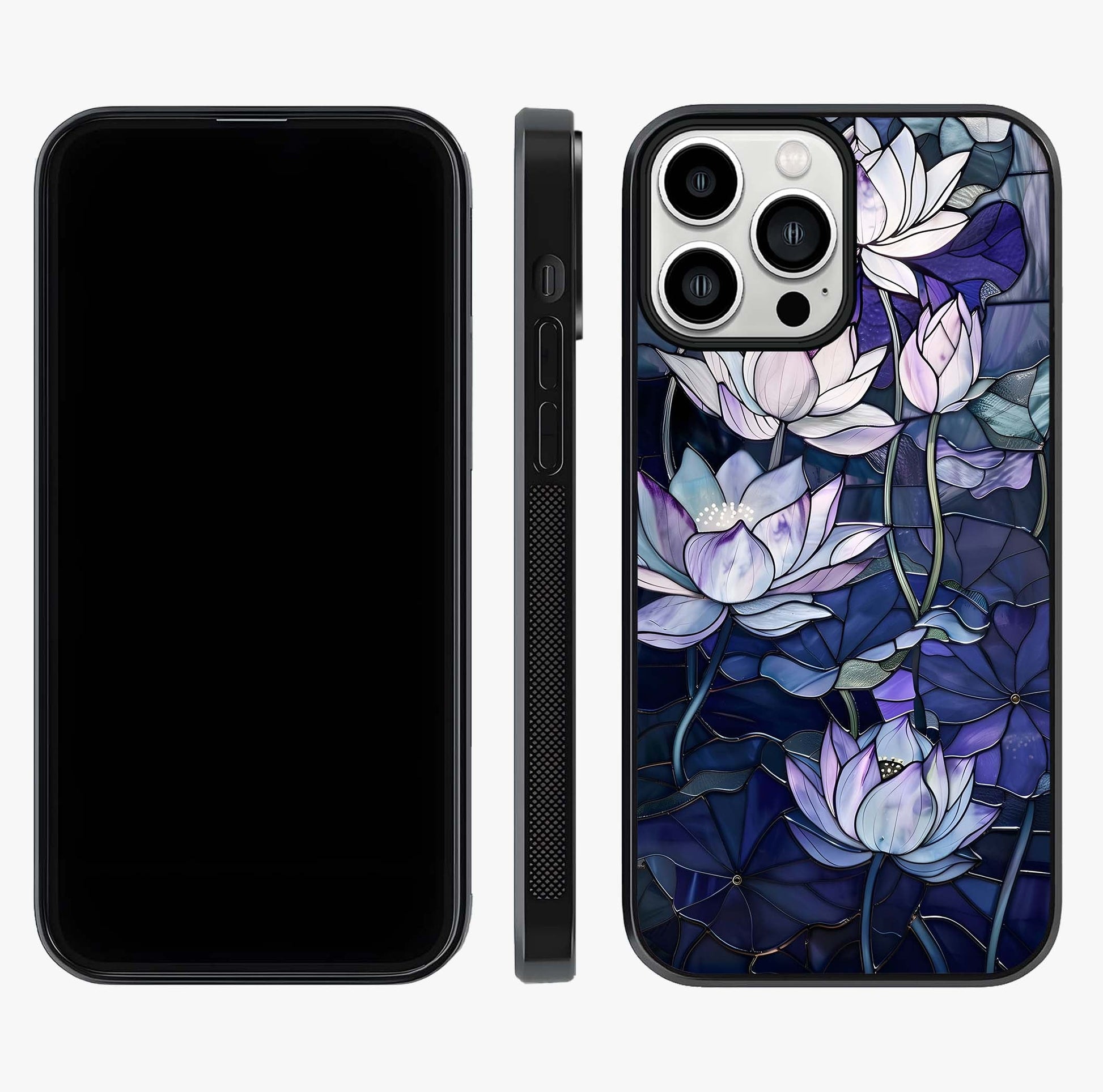 Gloss Petal Rush Glass Case displayed upright for full design visibility and premium finish.
