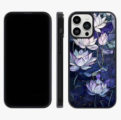 Gloss Petal Rush Glass Case displayed upright for full design visibility and premium finish.