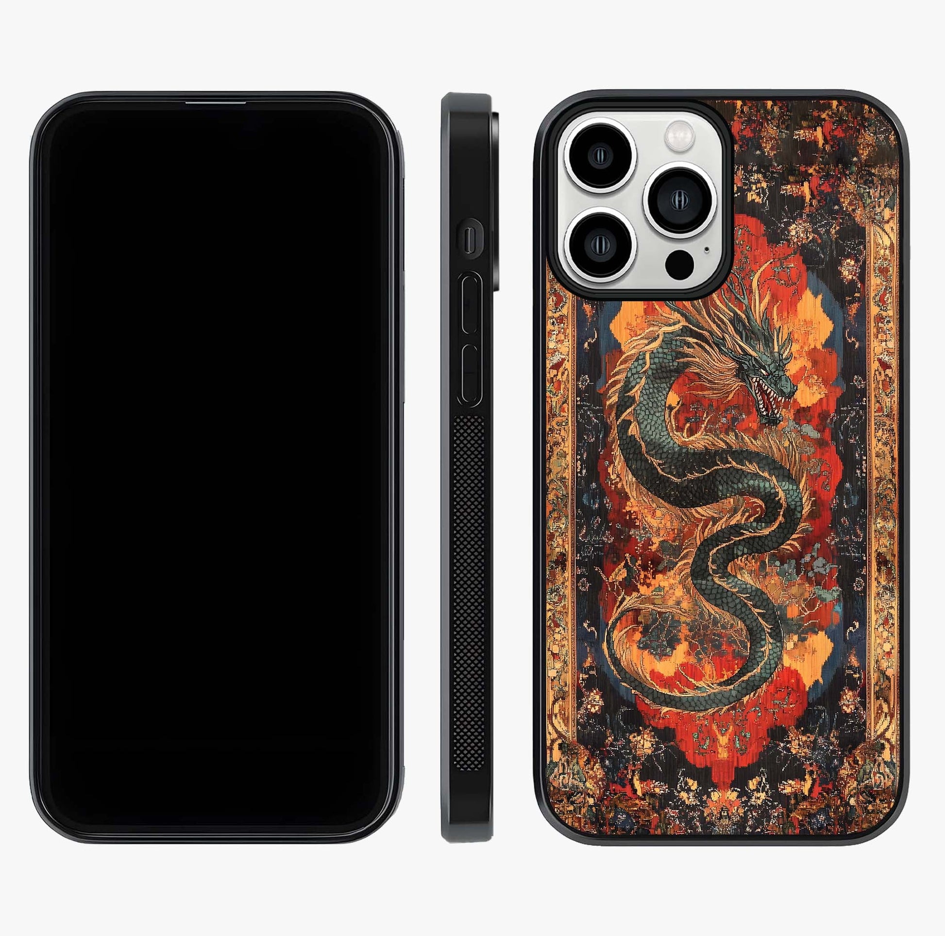 Inferno Dragon Soul Glass Case displayed upright for full design visibility and premium finish.