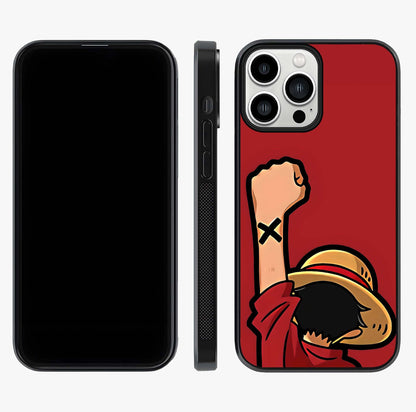 Luffy X Spirit Glass Case displayed upright for full design visibility and premium finish.