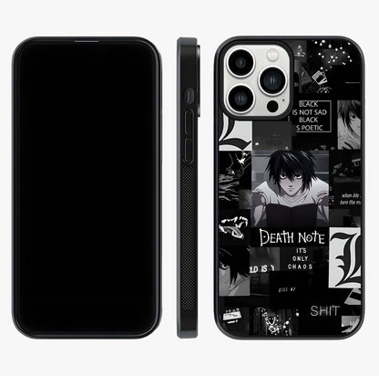 Midnight Chaos Mind Glass Case displayed upright for full design visibility and premium finish.